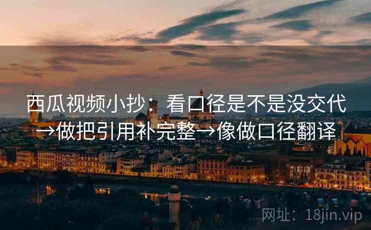西瓜视频小抄：看口径是不是没交代→做把引用补完整→像做口径翻译