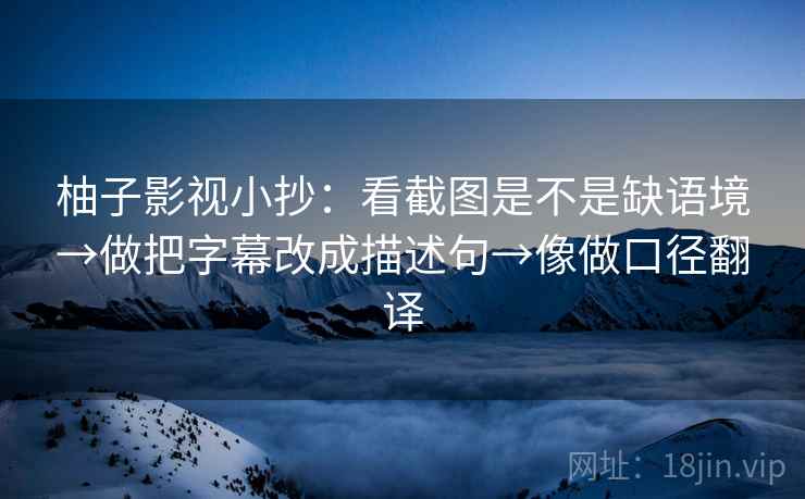 柚子影视小抄：看截图是不是缺语境→做把字幕改成描述句→像做口径翻译  第2张